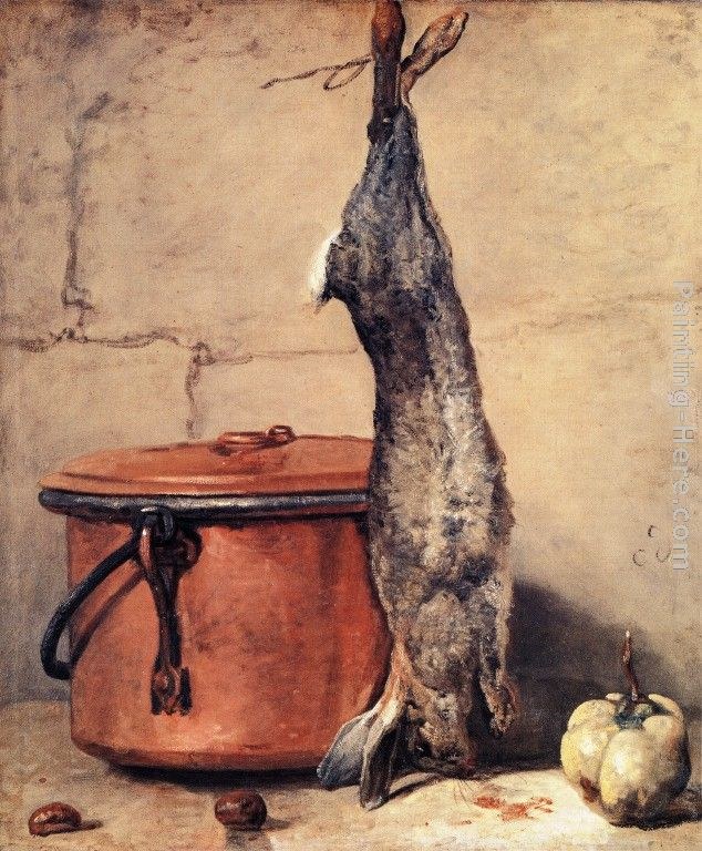 Jean Baptiste Simeon Chardin Rabbit, Copper Cauldron and Quince